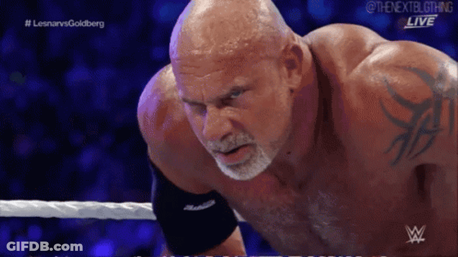 Bill Goldberg Spits Fierce Gaze GIF