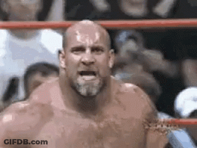 Bill Goldberg Taunting Ferocious Eyes GIF