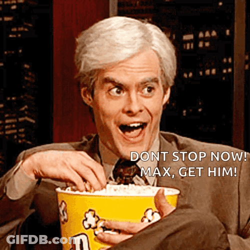 Bill Hader Don't Stop Eating Popcorn Meme GIF