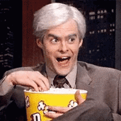 Bill Hader Eating Popcorn GIF