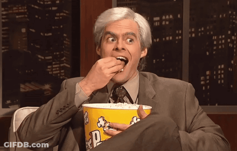 Bill Hader Eats Popcorn GIF