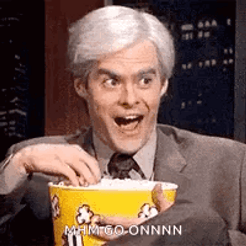 Bill Hader Naughty Eating Popcorn Meme GIF