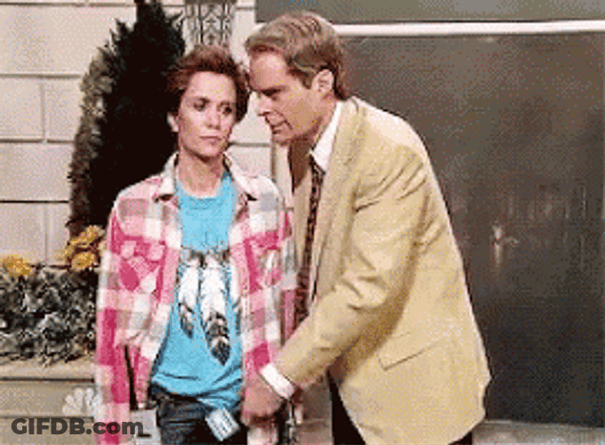 Bill Hader Talks To Her GIF