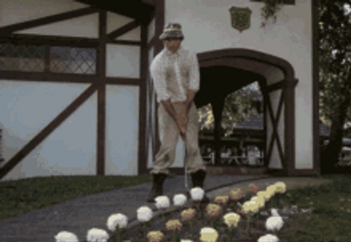 Bill Murray Caddyshack Hitting Glass With Stick GIF