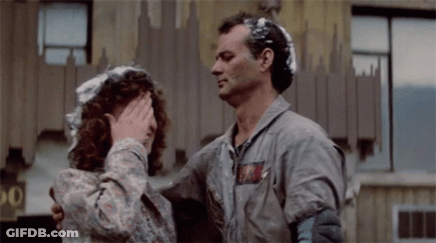 Bill Murray Kissing Sigourney Weaver GIF