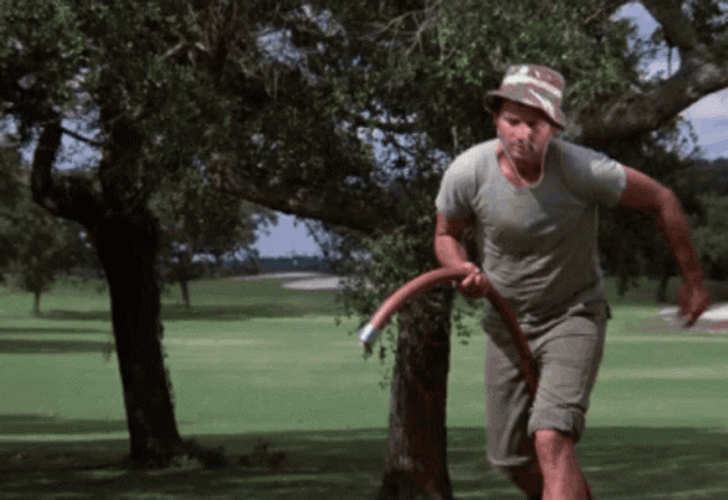 Bill Murray Pulling Garden Hose In Caddyshack Film GIF