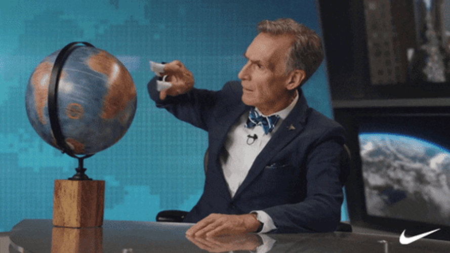 Bill Nye Spinning The Globe GIF