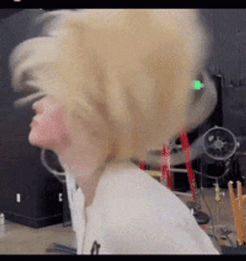 Billie Eilish Blonde Hair Flip GIF