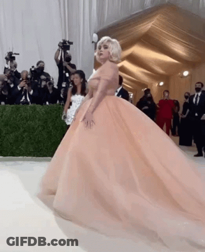 Billie Eilish Dancing At Met Gala In Pink Dress GIF
