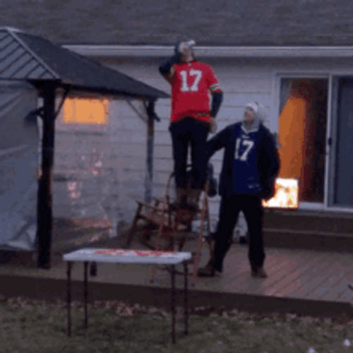 Bills Mafia Fans Destroying Table At Night GIF