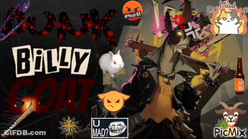 Billy Goat Poster With Rabbit And Beer GIF