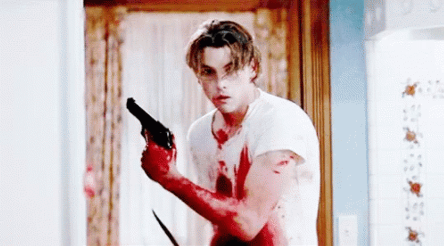 Billy Loomis Bloody Shirt And Gun GIF