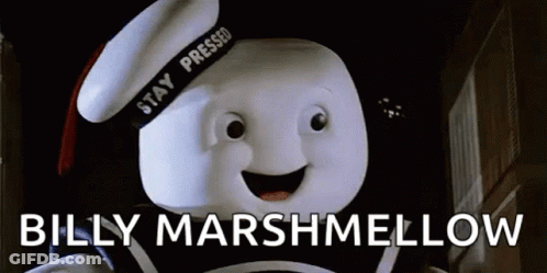 Billy Marshmallow In Sailor Hat Holding Marshmallow GIF