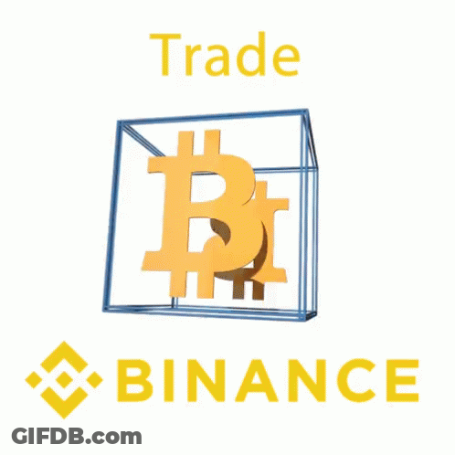 Binance Logo Cube With Two Bitcoins Inside GIF