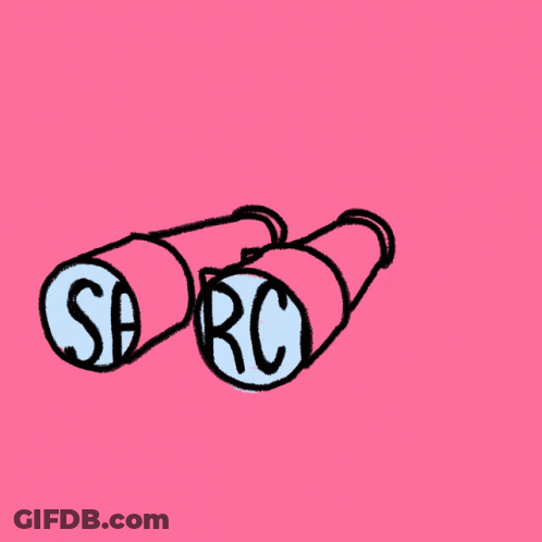 Binoculars With Captain Written On Pink Background GIF