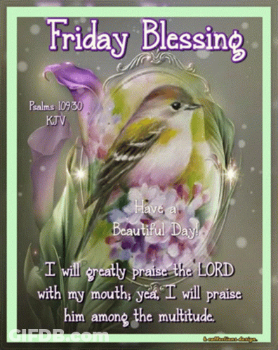 Bird And Flowers Friday Blessing GIF