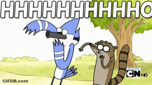 Bird And Raccoon With Tree Saying Hhhhhhhhh GIF