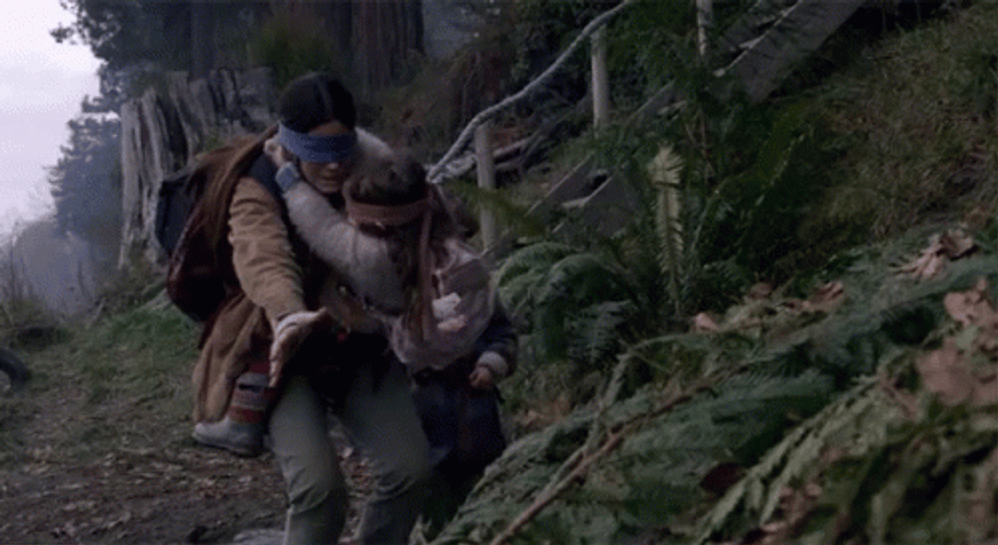 Bird Box Searching Blind Folded GIF