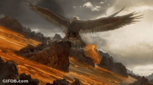 Bird Flying Over Mountain Painting GIF