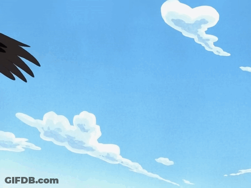 Bird Flying With Heart Shaped Cloud GIF