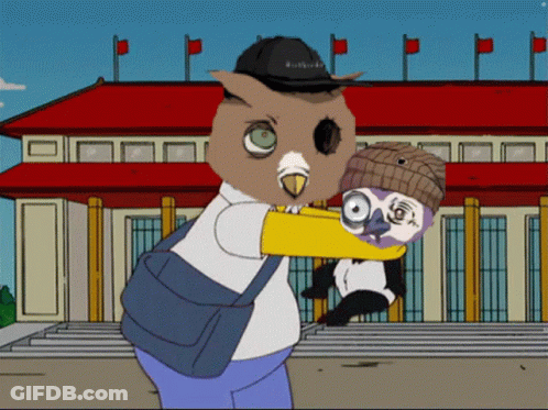 Bird-Headed Man Holding A Bird GIF
