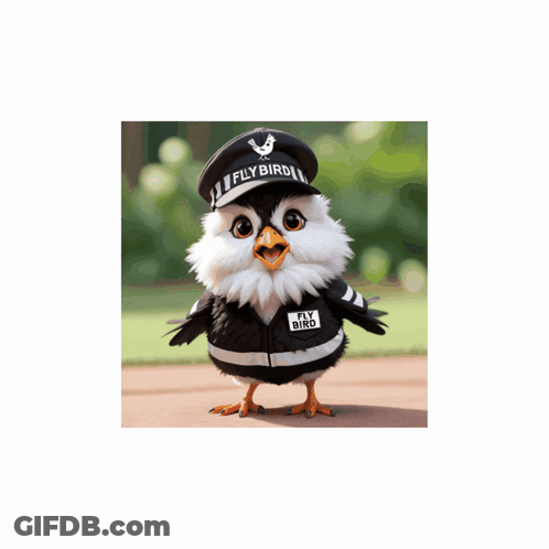 Bird In Hat Saying Fly Bird GIF