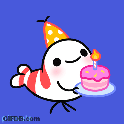 Bird In Party Hat Holding Birthday Cake With Candle GIF
