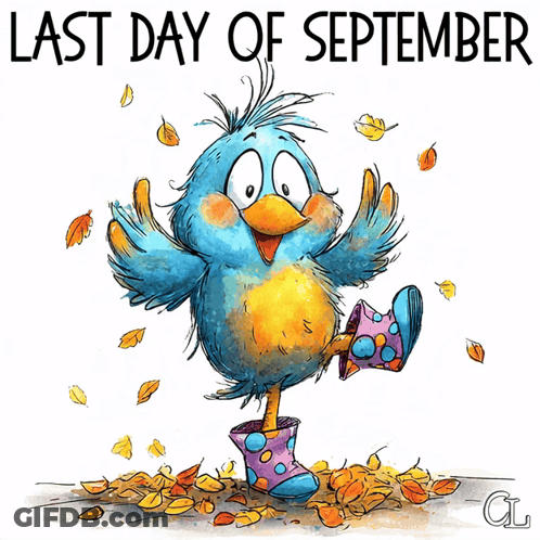 Bird In Rain Boots Last Day Of September GIF
