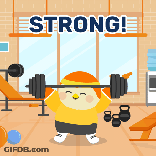 Bird Lifting Barbell Under Strong Sign GIF