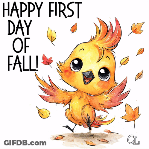 Bird Saying Happy First Day Of Fall GIF