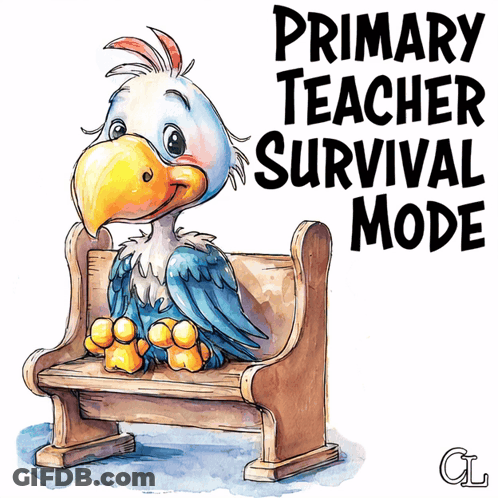 Bird Sitting On Bench Primary Teacher Survival Mode GIF