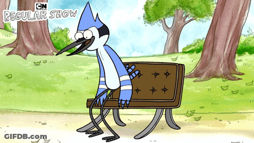 Bird Sitting On Bench Regular Show GIF
