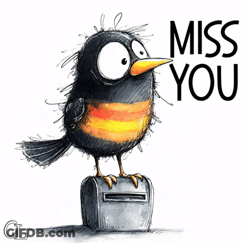 Bird Standing On Mailbox Saying Miss You GIF