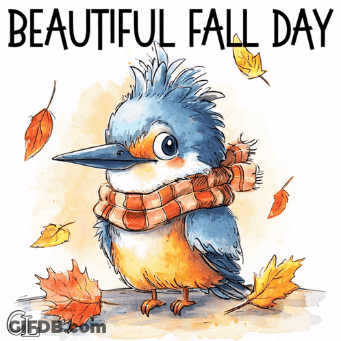 Bird Wearing Scarf Beautiful Fall Day GIF