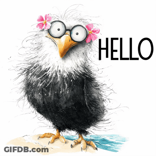 Bird With Glasses And Flower Saying Hello GIF