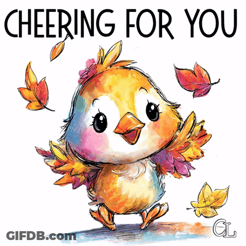 Bird With Leaves Cheering For You GIF