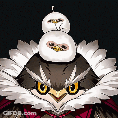 Bird With Two Birds On Top GIF