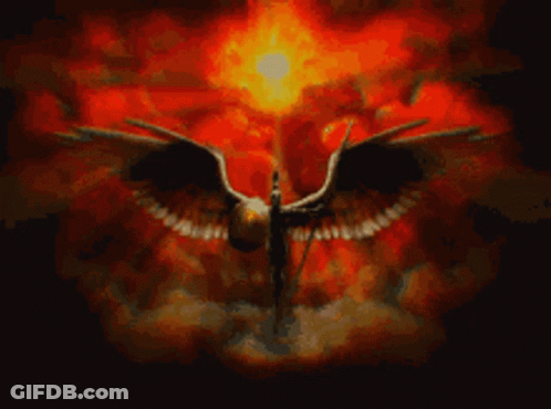 Bird With Wings Spread In Cloudy Sky GIF