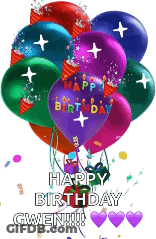 Birthday Balloons Happy Birthday Gwen GIF