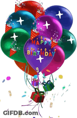 Birthday Balloons Saying Happy Birthday GIF