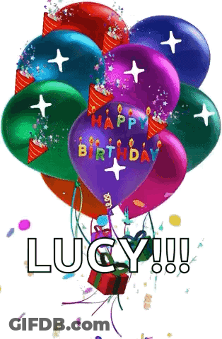 Birthday Balloons With Name Lucy GIF