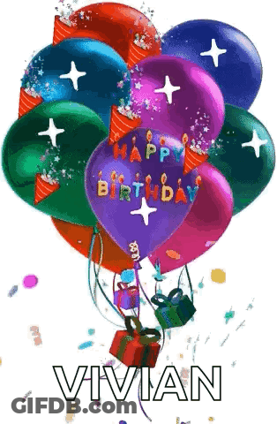 Birthday Balloons With Name Vivian GIF