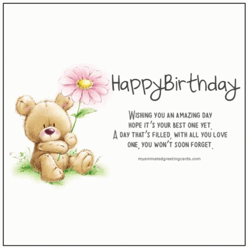 Birthday Blessings Greeting With A Bear GIF