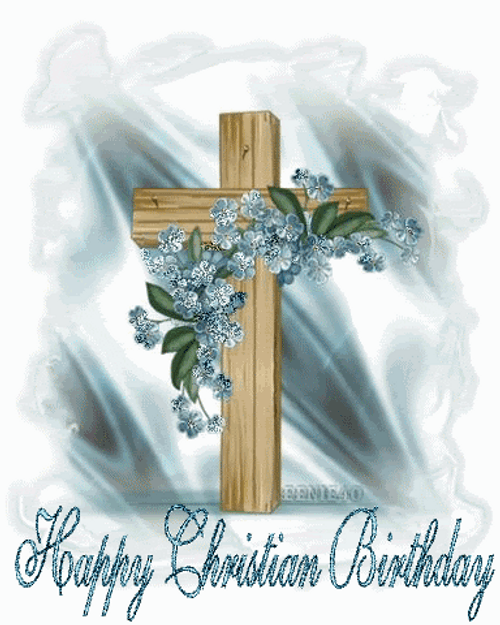 Birthday Blessings With A Cross GIF