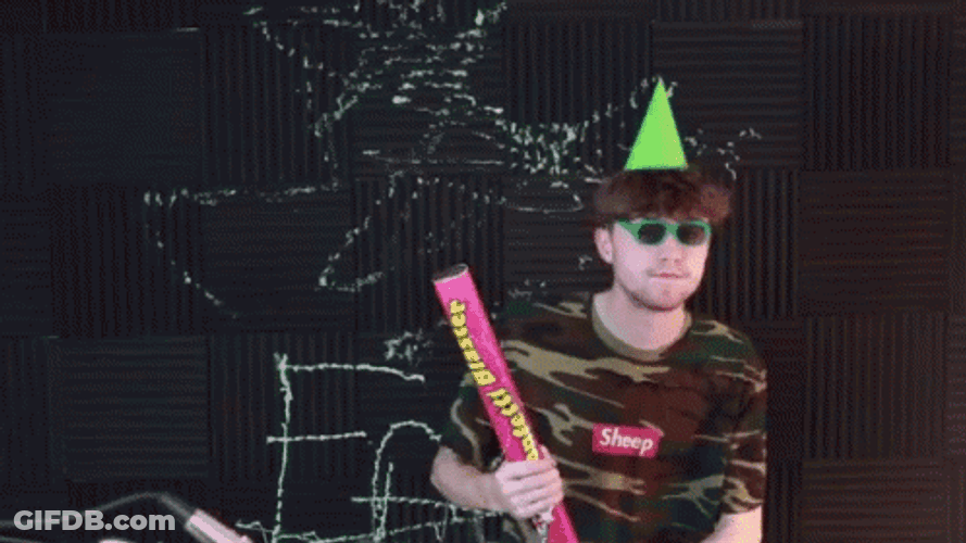 Birthday Boy Pops Confetti Cannon GIF