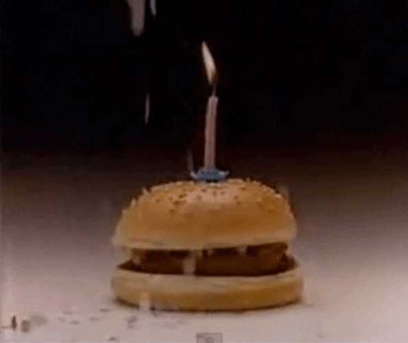 Birthday Burger With Candle GIF