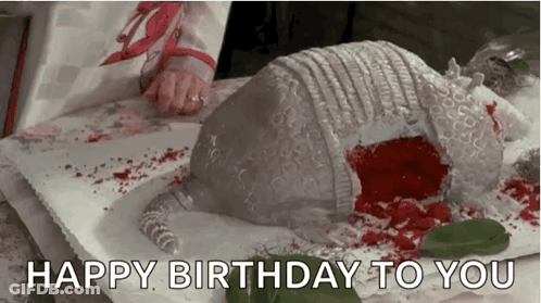 Birthday Cake Armadillo With Blood GIF