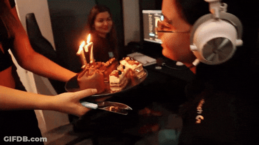 Birthday Cake Blowing Candle GIF