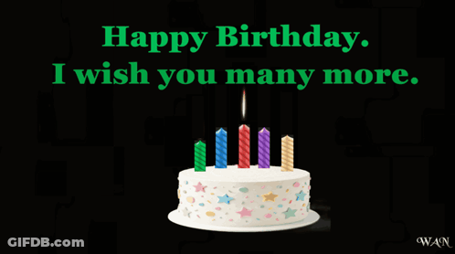 Birthday Cake Saying Happy Birthday I Wish You Many More GIF