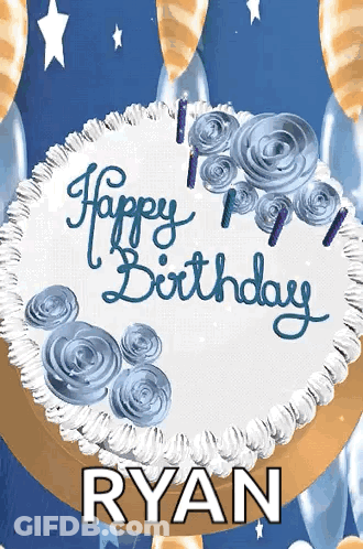 Birthday Cake Saying Happy Birthday Ryan GIF